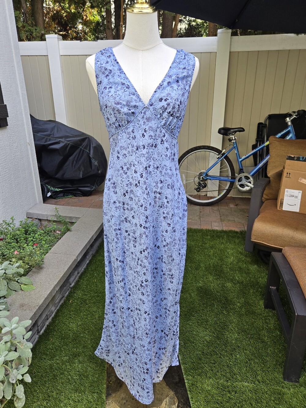 Madewell The Ariana Midi Slip Dress Women's Sz 2 Powder Blue Floral